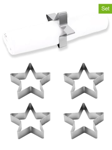 Echtwerk 4er-Set: Serviettenringe "Stern" in Silber - Ø 7 cm