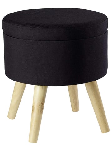 Echtwerk Hocker "Max" w kolorze czarnym ze schowkiem - wys. 36 x Ø 32,5 cm