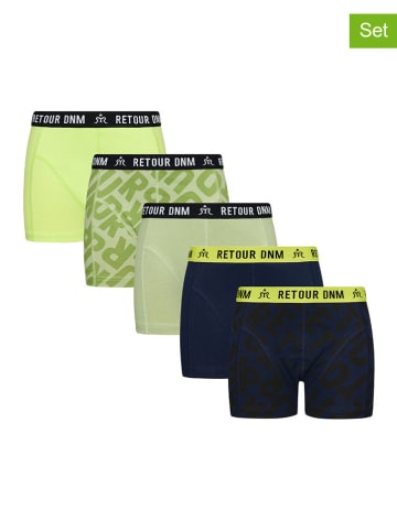 Retour 5er-Set: Boxershorts in Blau/ Grün/ Schwarz