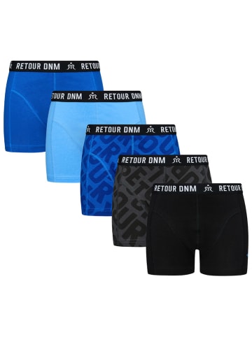 Retour 5er-Set: Boxershorts "Reinout" in Blau/ Schwarz