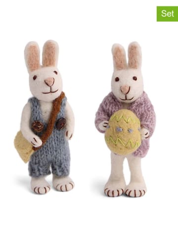 FILZLIG 2er-Set: Dekofiguren "Hase" in Bunt - (H)15 cm