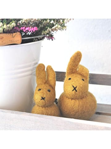 FILZLIG 2-delige set: decoratieve figuren "Konijnen Duo" geel