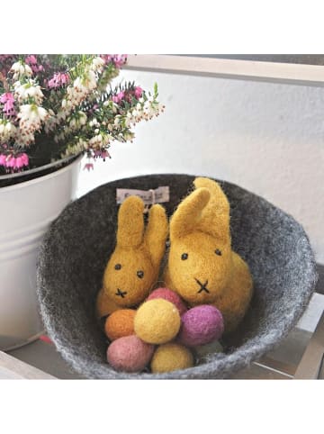 FILZLIG 2-delige set: decoratieve figuren "Konijnen Duo" geel