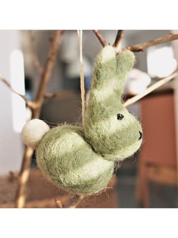 FILZLIG 2-delige set: decoratieve figuren "Konijnen Duo" groen