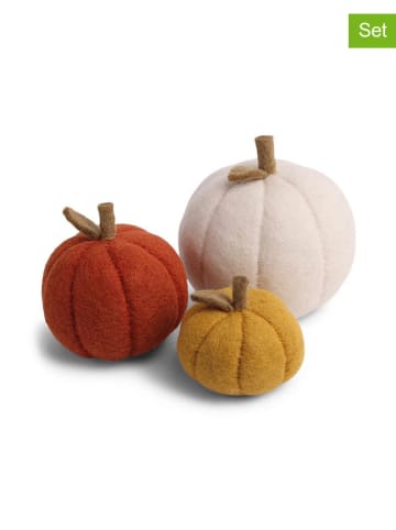 FILZLIG 3-delige set: decoratieve figuren "Pompoen" rood/geel/wit