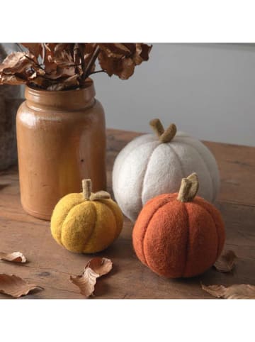 FILZLIG 3-delige set: decoratieve figuren "Pompoen" rood/geel/wit