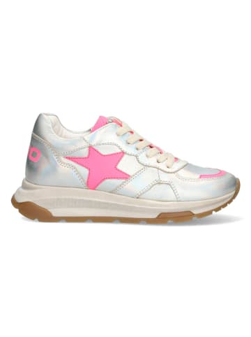 Vingino Leren sneakers zilverkleurig/lichtroze