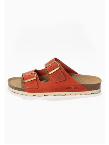 BACKSUN Leder-Pantoletten "Bali" in Orange