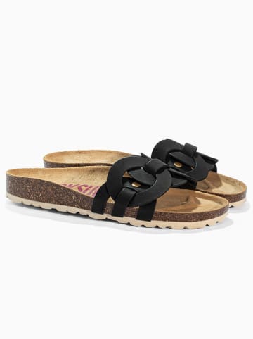 BACKSUN Leder-Pantoletten "Trapeze" in Schwarz