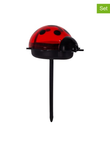 näve 2-delige set: ledsolartuinspiezen "Ladybug" rood/geel - (B)6 x (H)14 x (D)6 cm