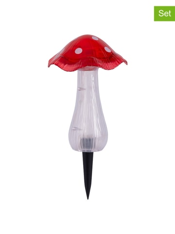 näve 2-delige set: ledsolartuinspiezen "Mantar" rood/geel - (H)29 x Ø 13 cm
