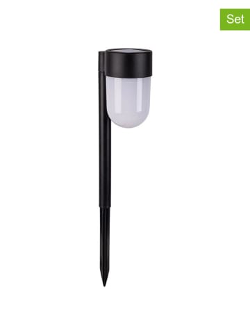 näve 2er-Set: LED-Solarerdspieß "Sina" in Schwarz - (H)47,2 x Ø 8 cm