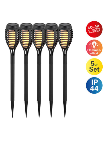 näve 5er-Set: LED-Solar-Gartenstecker "Fanilo" in Schwarz - (H)45 x Ø 6 cm