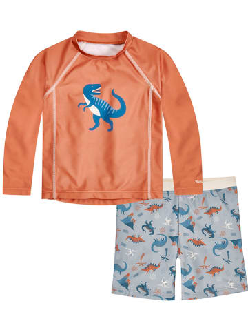 Playshoes 2-delige zwemoutfit "Dino" okergeel