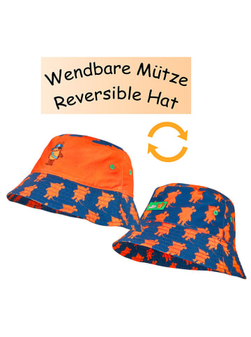 Playshoes Wende-Sonnenhut in Blau/ Orange