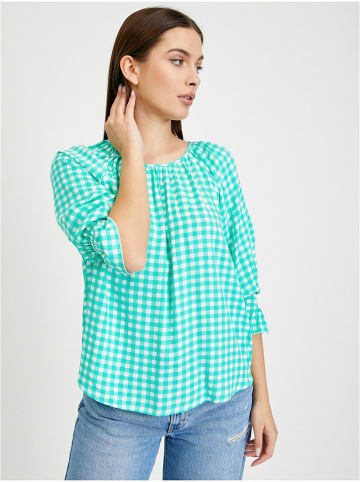 orsay Bluse in Türkis/ Weiß