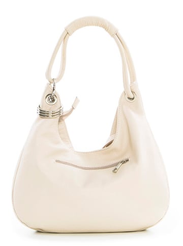 Anna Morellini Leder-Schultertasche "Alba" in Beige - (B)38 x (H)34 x (T)10 cm