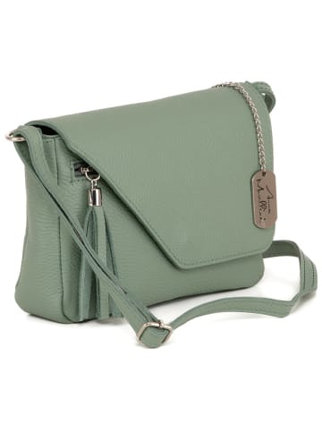 Anna Morellini Leder-Umhängetasche "Lola" in Grün - (B)24 x (H)18 x (T)6 cm