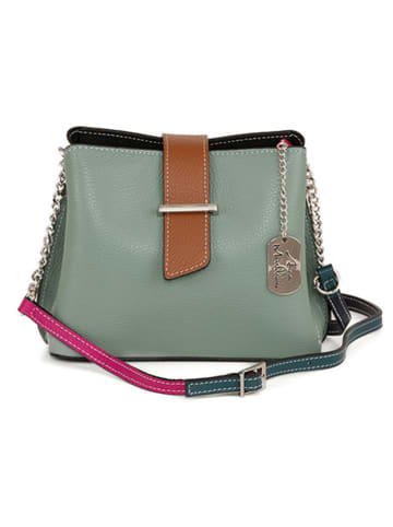 Anna Morellini Leder-Unhängetasche "Ciosa" in Grün/ Beige - (B)22 x (H)17 x (T)10 cm