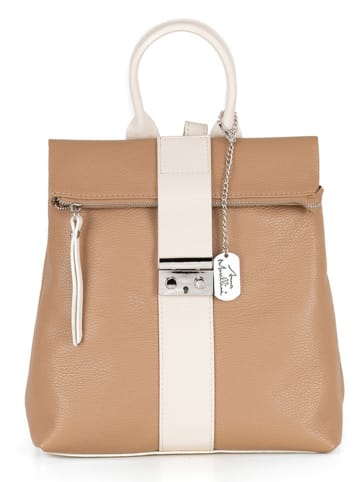 Anna Morellini Leder-Rucksack "Azalea" in Beige - (B)30 x (H)31 x (T)11 cm