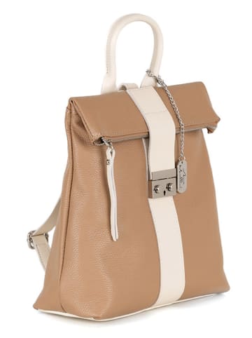 Anna Morellini Leder-Rucksack "Azalea" in Beige - (B)30 x (H)31 x (T)11 cm