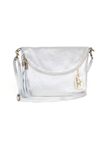 Anna Morellini Leren schoudertas "Beverly" zilverkleurig - (B)22 x (H)18 x (D)2 cm