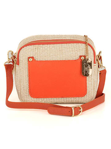 Anna Morellini Leder-Umhängetasche "Ilaria" in Beige/ Orange - (B)20 x (H)17 x (T)8 cm