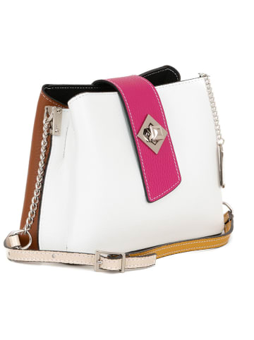 Anna Morellini Leren schoudertas "Elianna" crème/lichtbruin - (B)22 x (H)19 x (D)10 cm