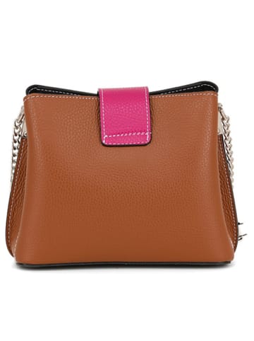 Anna Morellini Leren schoudertas "Elianna" crème/lichtbruin - (B)22 x (H)19 x (D)10 cm