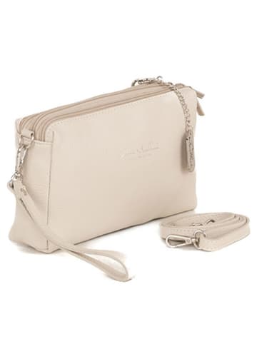 Anna Morellini Leder-Umhängetasche "Idalia" in Beige - (B)24 x (H)16 x (T)9 cm