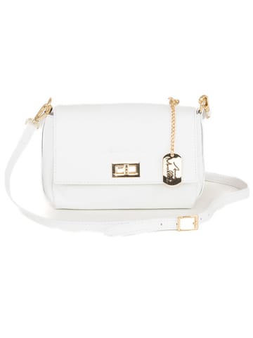 Anna Morellini Leder-Umhängetasche "Matalia" in Weiß - (B)22 x (H)17 x (T)9 cm