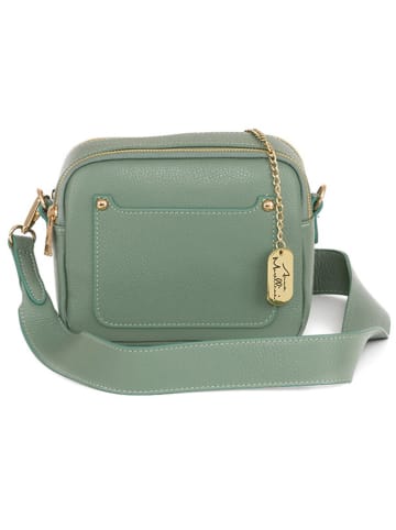 Anna Morellini Leder-Umhängetasche "Aldina"  in Grün - (B)22 x (H)18 x (T)11 cm