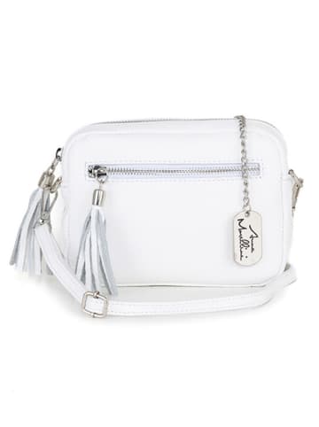 Anna Morellini Leder-Umhängetasche "Micola" in Weiß - (B)20 x (H)16 x (T)8 cm