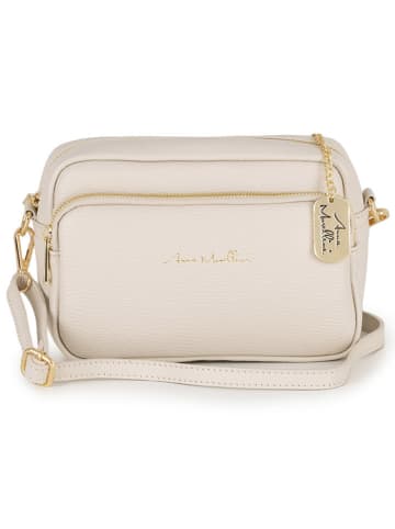 Anna Morellini Leder-Umhängetasche "Tabita" in Beige - (B)22 x (H)15 x (T)10 cm