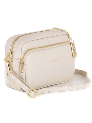 Anna Morellini Leder-Umhängetasche "Tabita" in Beige - (B)22 x (H)15 x (T)10 cm
