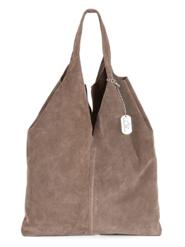 Anna Morellini Leder-Schultertasche "Rossana" in Hellbraun - (B)34 x (H)30 x (T)5 cm