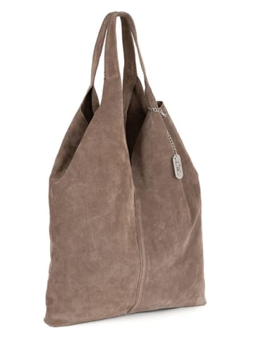 Anna Morellini Leder-Schultertasche "Rossana" in Hellbraun - (B)34 x (H)30 x (T)5 cm