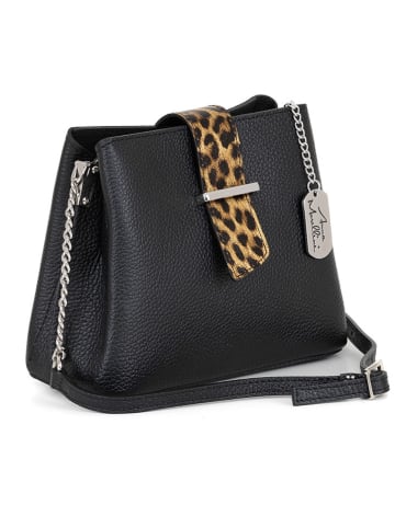 Anna Morellini Leren schoudertas "Norina" zwart - (B)21 x (H)17 x (D)9 cm
