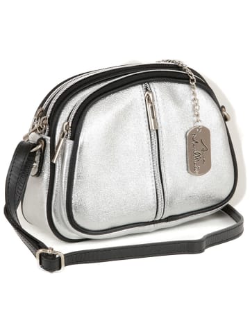 Anna Morellini Leder-Umhängetasche "Desideria" in Silber - (B)22 x (H)15 x (T)9 cm