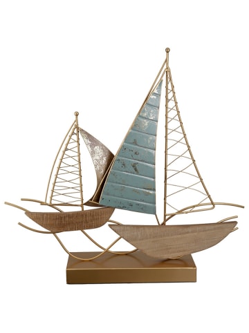 GILDE Dekoaufsteller "Segelboote" in Hellbraun - (B)47 x (H)44 x (T)9 cm