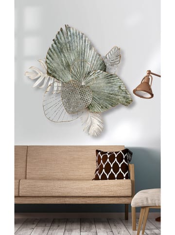 GILDE Wandrelief "Blätter" in Grün - (B)65 x (H)75 cm