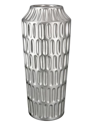 GILDE Vase "Metallico" in Silber - (H)37 x Ø 16 cm