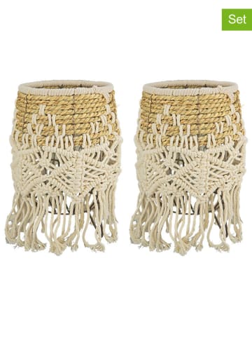 GILDE 2er-Set: Windlichter "Bossa" in Creme - (H)27 x Ø 16 cm