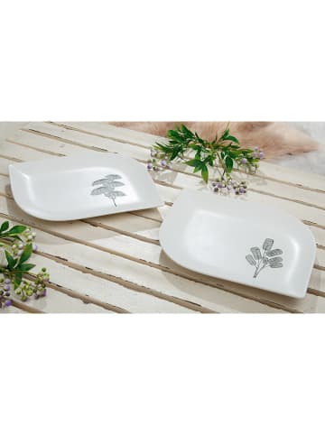 GILDE 2-delige set: decoratieve schalen "Dagoba" wit - (B)35 x (H)17 cm