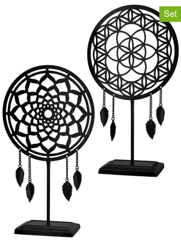 GILDE 2er-Set: Dekoaufsteller ""Ornament" in Schwarz - (B)25 x (H)44 cm