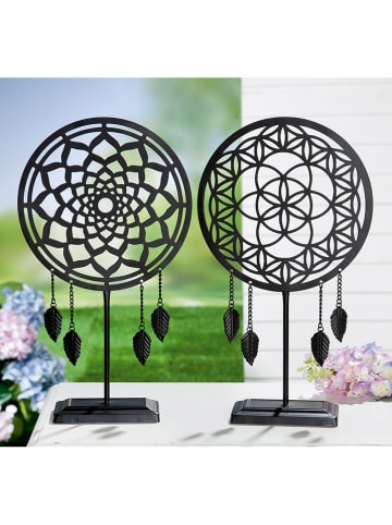 GILDE 2-delige set: decoratieve objecten "Ornament" zwart - (B)25 x (H)44 cm