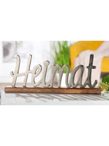 GILDE 2er-Set: Dekoaufsteller "Heimat" in Hellbraun/ Silber - (B)44 x (H)18 cm