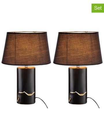 GILDE 2-delige set: tafellampen "Creolo" zwart - (H)46 x Ø 30 cm