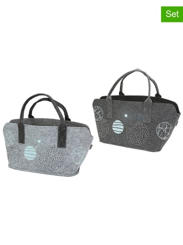 GILDE 2-delige set: opbergtassen "Universe" grijs - (B)40 x (H)26 x (D)25 cm