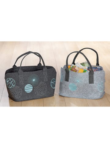 GILDE 2-delige set: opbergtassen "Universe" grijs - (B)40 x (H)26 x (D)25 cm